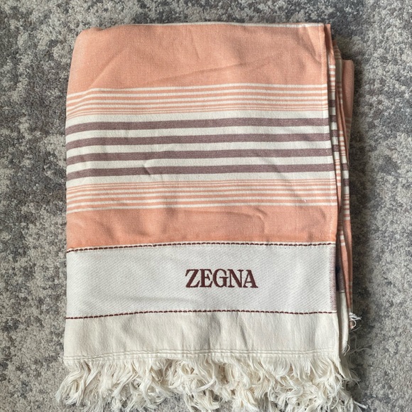 Ermenegildo Zegna Other - ZEGNA Orange & White Striped Beach Towel
